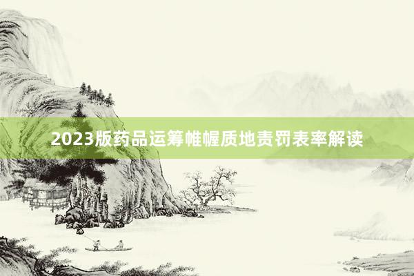 2023版药品运筹帷幄质地责罚表率解读